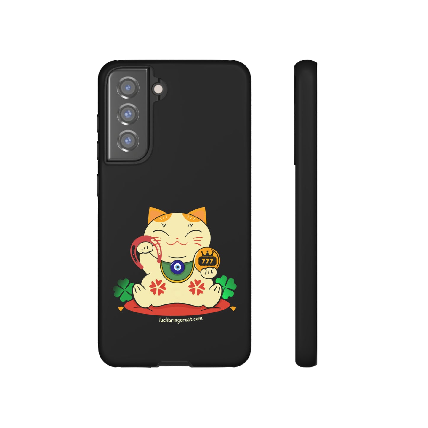 Cat Lovers Tough Phone Case- Lucky Maneki Neko-Black- iPhone, Samsung Galaxy, Google Pixel