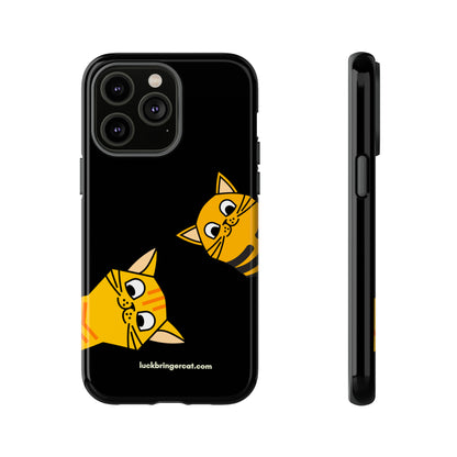 Cat Lovers Phone Case With Funny Orange Cats- iPhone, Samsung Galaxy and Google Pixel-Black