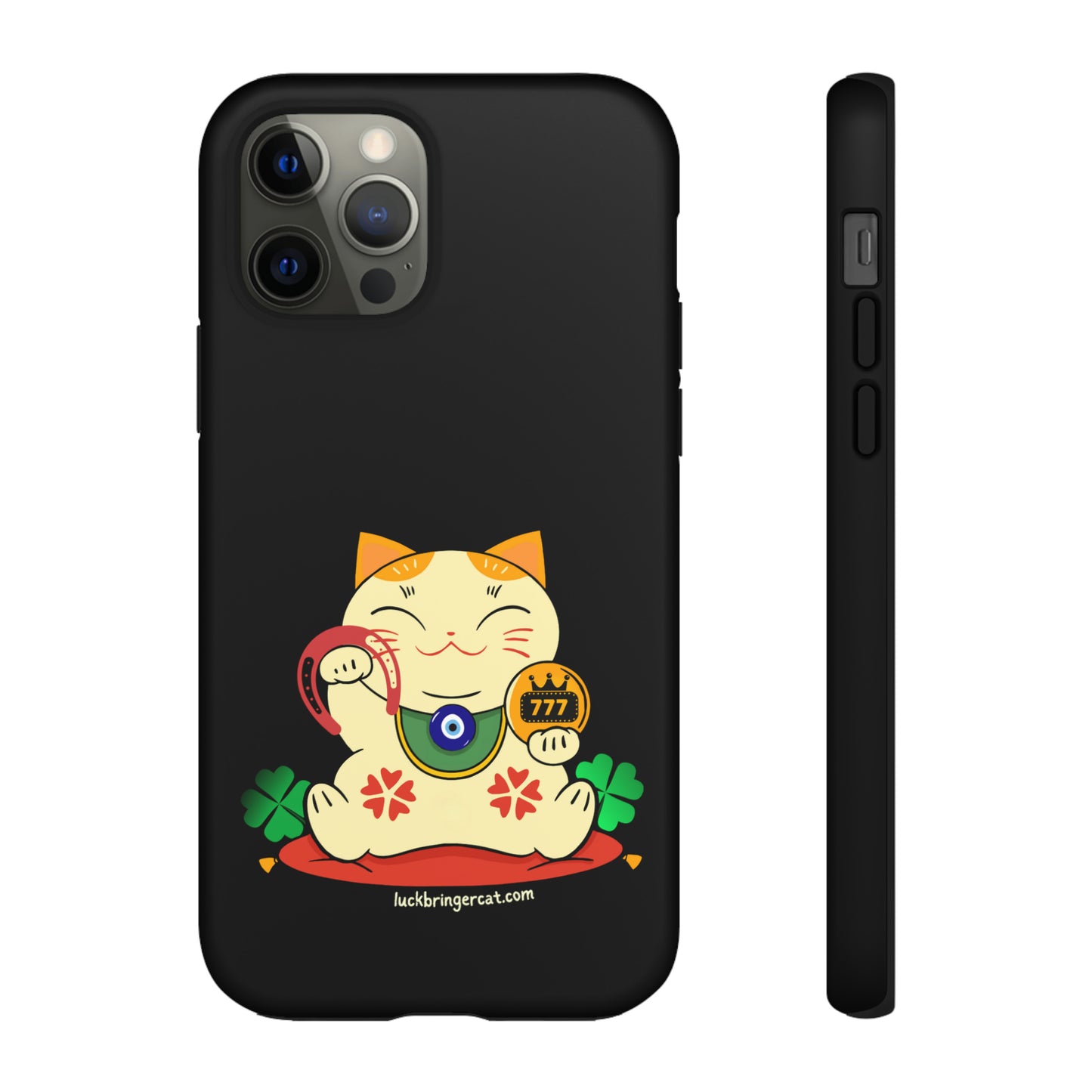 Cat Lovers Tough Phone Case- Lucky Maneki Neko-Black- iPhone, Samsung Galaxy, Google Pixel