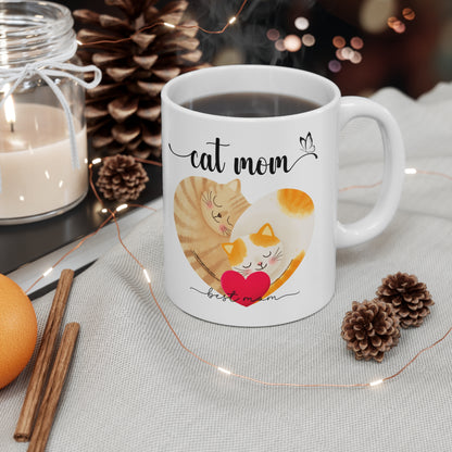 cat mom coffee mug with heart shape cats- cat mom best mom coffee cup-ceramic cat mum mug-gift for cat mom-gift for cat mothers-birthday, valentine and Christmas gift for cat owners-mothers day gift for cat mums-unique gift for cat moms