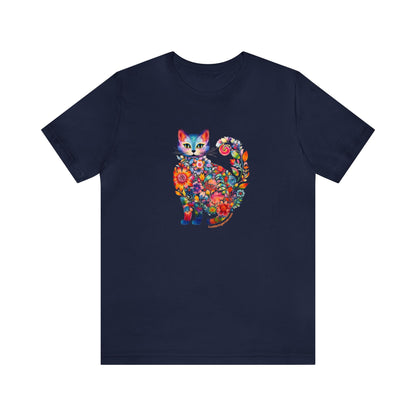 Floral Cat Graphic T-shirt - Cat Lovers Tee