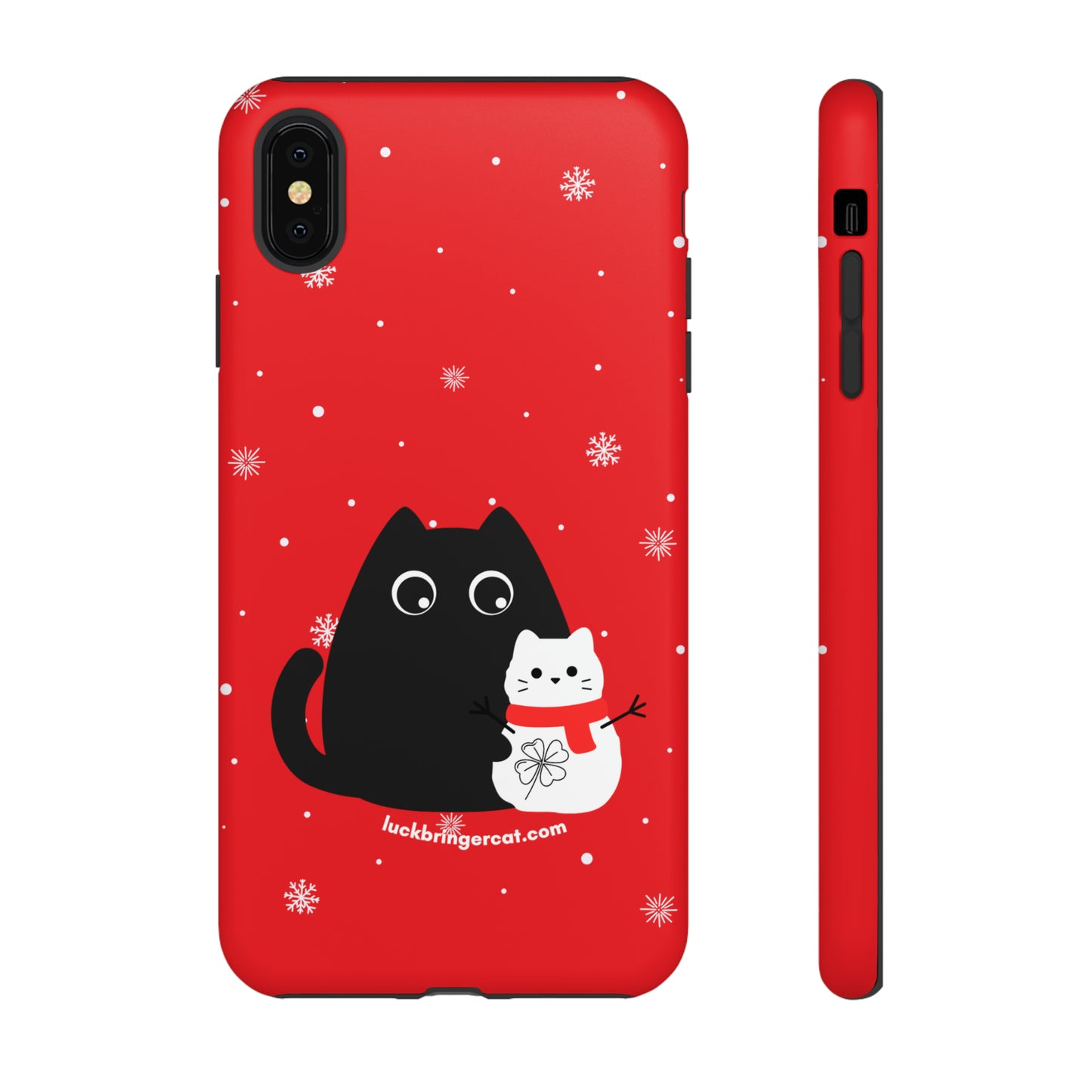 Cat Lovers Christmas Phone Case-iPhone, Samsung Galaxy, Google Pixel- Red and Black Snowman