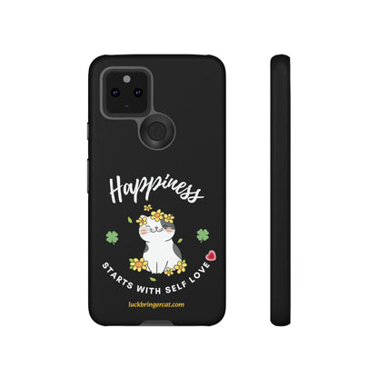 Cat Lovers Phone Case-Black- iPhone, Samsung Galaxy- Happiness - Selflove