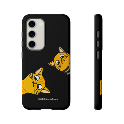 Cat Lovers Phone Case With Funny Orange Cats- iPhone, Samsung Galaxy and Google Pixel-Black