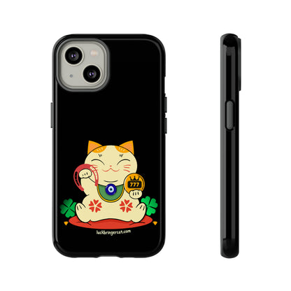 Cat Lovers Tough Phone Case- Lucky Maneki Neko-Black- iPhone, Samsung Galaxy, Google Pixel