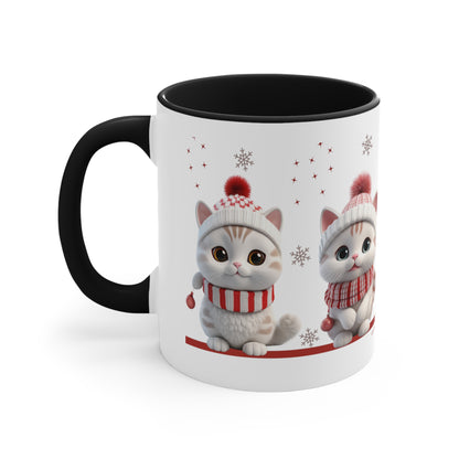 Christmassy Coffee Mug for Cat Lovers with Cute 3D Kittens