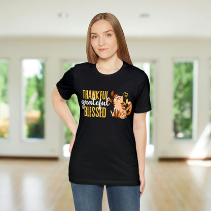 Thanksgiving T-shirt for Cat Lovers - Thankful Grateful Blessed