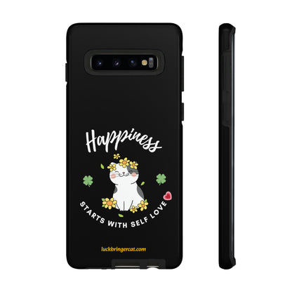 Cat Lovers Phone Case-Black- iPhone, Samsung Galaxy- Happiness - Selflove