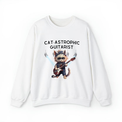 Unisex Crewneck Sweatshirt - Catastrophic Guitarist Funny Shirt for Cat Lovers and Electric Guitar Players