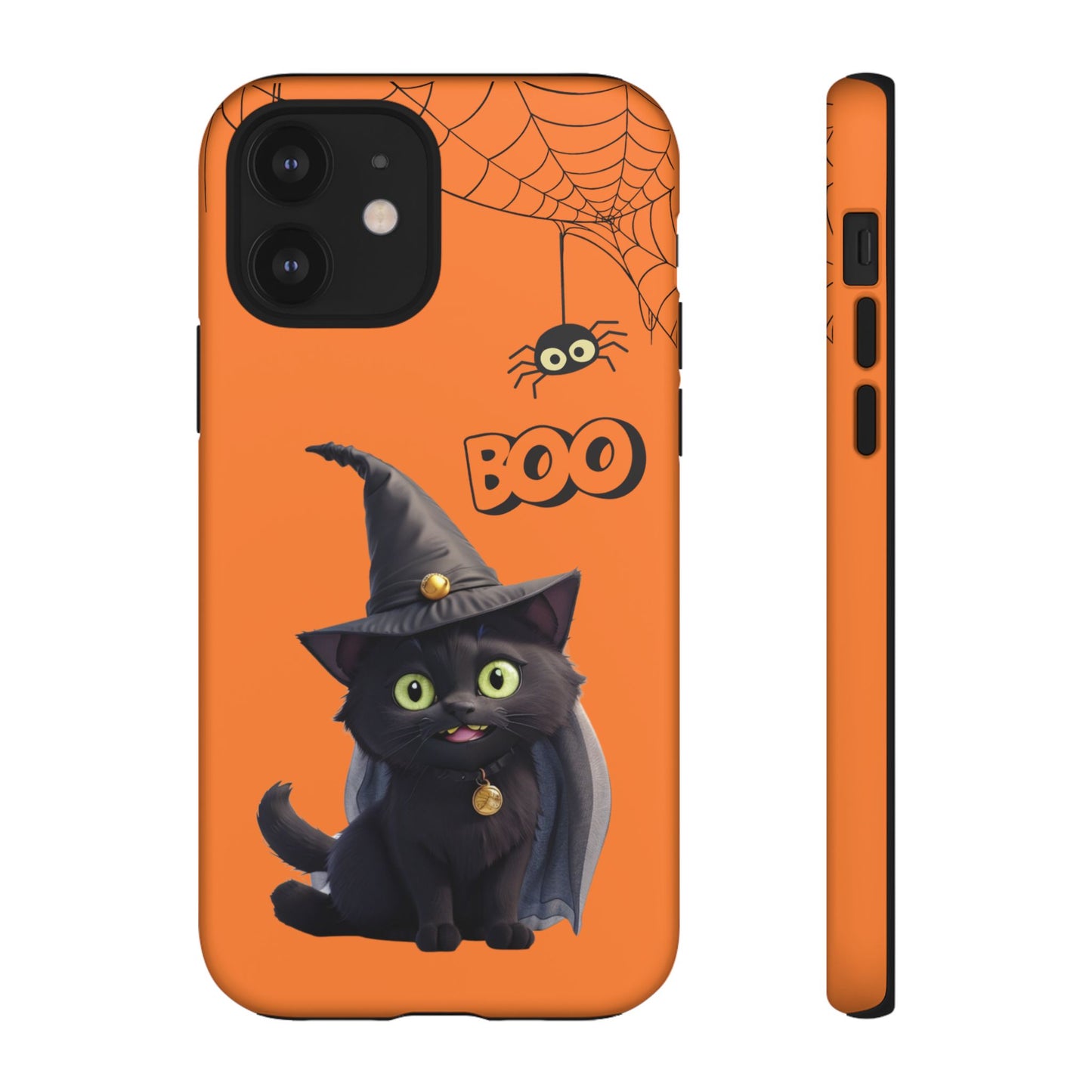 Premium-quality tough protective phone cases for iPhone,  Samsung and Google Phones - Orange - Spooky Halloween Black Cat