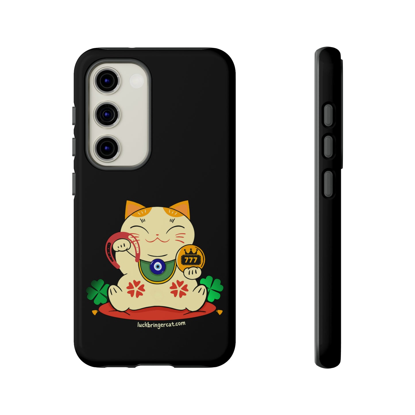 Cat Lovers Tough Phone Case- Lucky Maneki Neko-Black- iPhone, Samsung Galaxy, Google Pixel