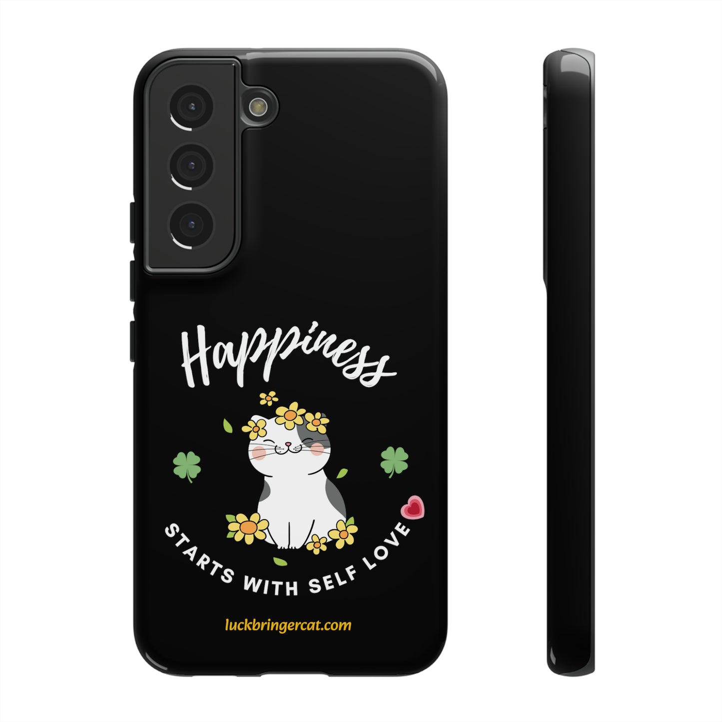 Cat Lovers Phone Case-Black- iPhone, Samsung Galaxy- Happiness - Selflove