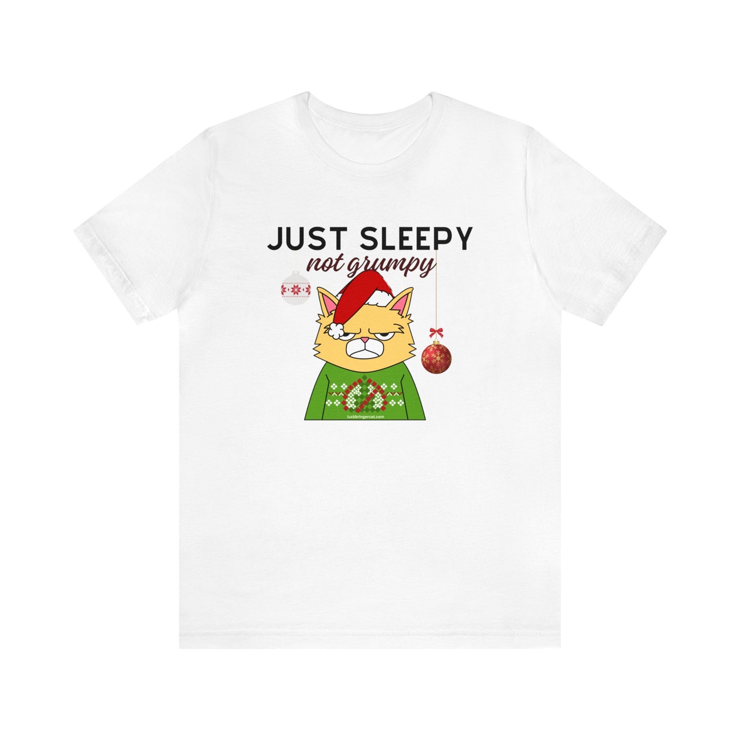 Christmas T-shirt for Cat Lovers With Sleepy Not Grumpy Santa Cat