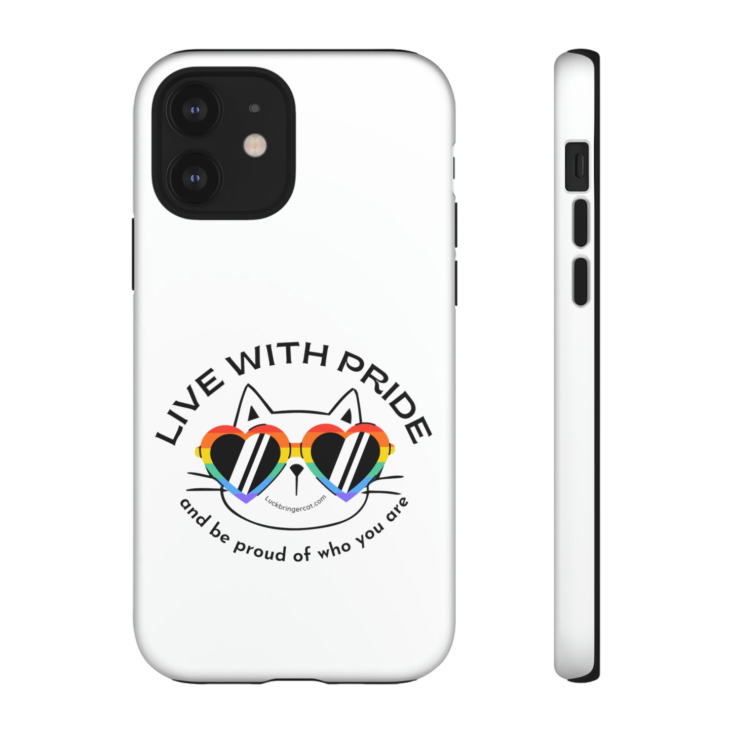 Pride Phone Case-Cat Lovers- iPhone, Samsung Galaxy, Google Pixel-LGBTQ+ Community Support-White