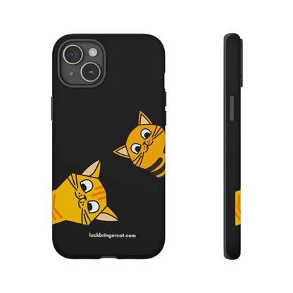 Cat Lovers Phone Case With Funny Orange Cats- iPhone, Samsung Galaxy and Google Pixel-Black