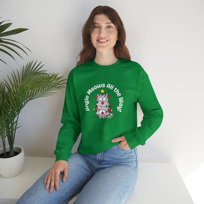 Unisex Crewneck Sweatshirt - Funny Christmas Shirt for Cat Lovers - Jingle Meows All the Way!