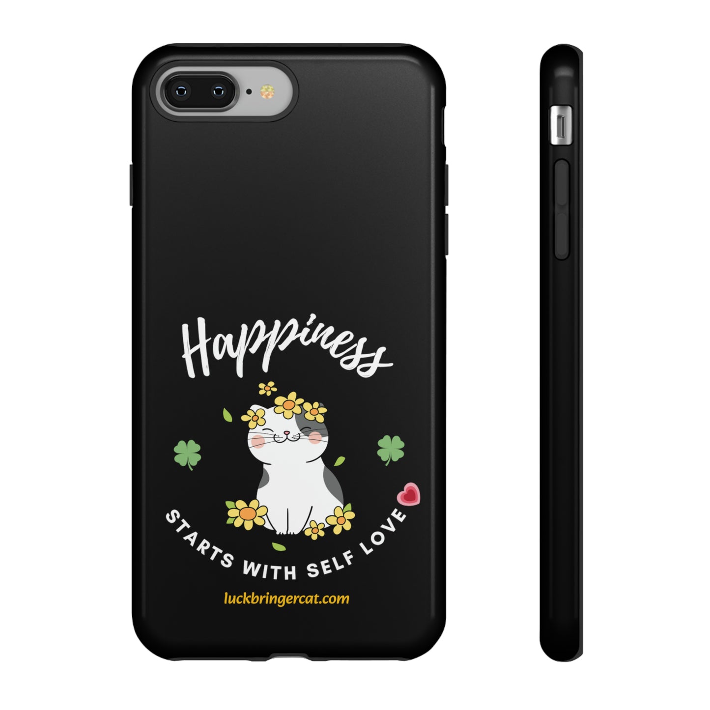 Cat Lovers Phone Case-Black- iPhone, Samsung Galaxy- Happiness - Selflove