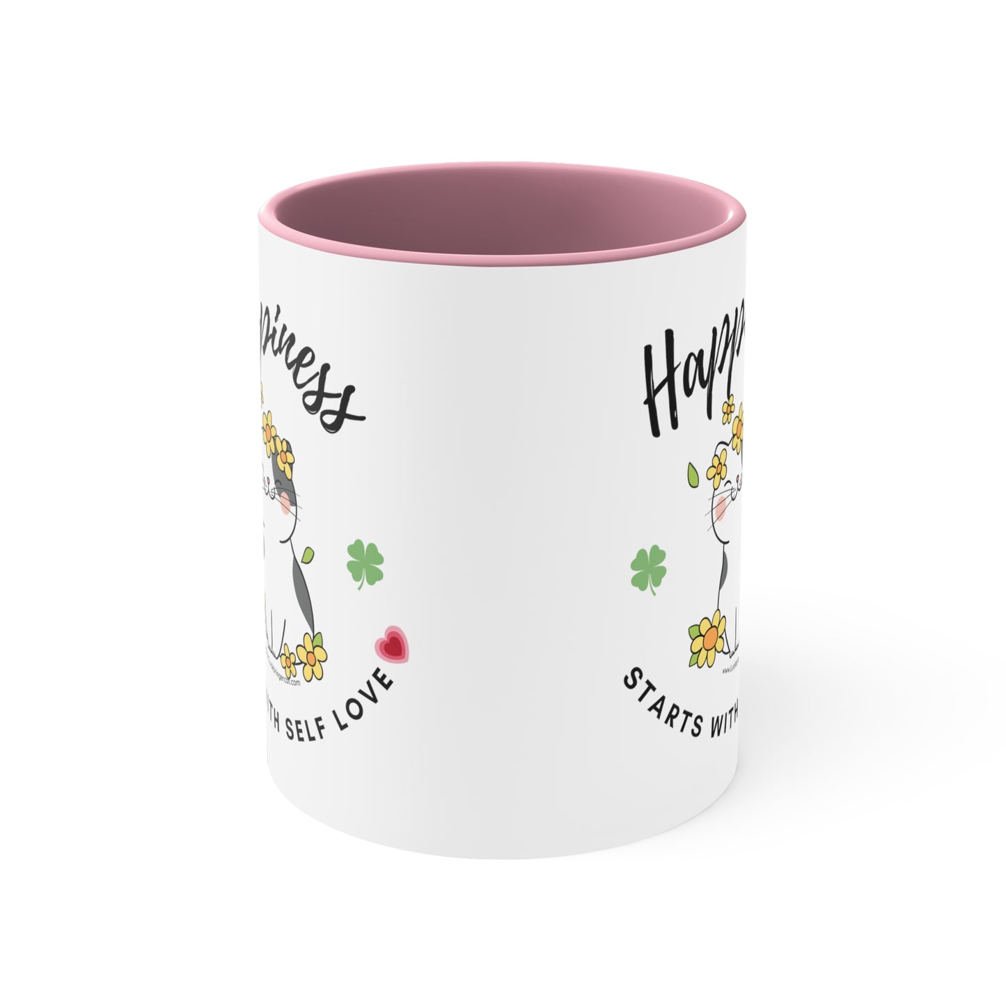 Inspirational Coffee Mug for Cat Lovers - Happiness Starts With Selflove