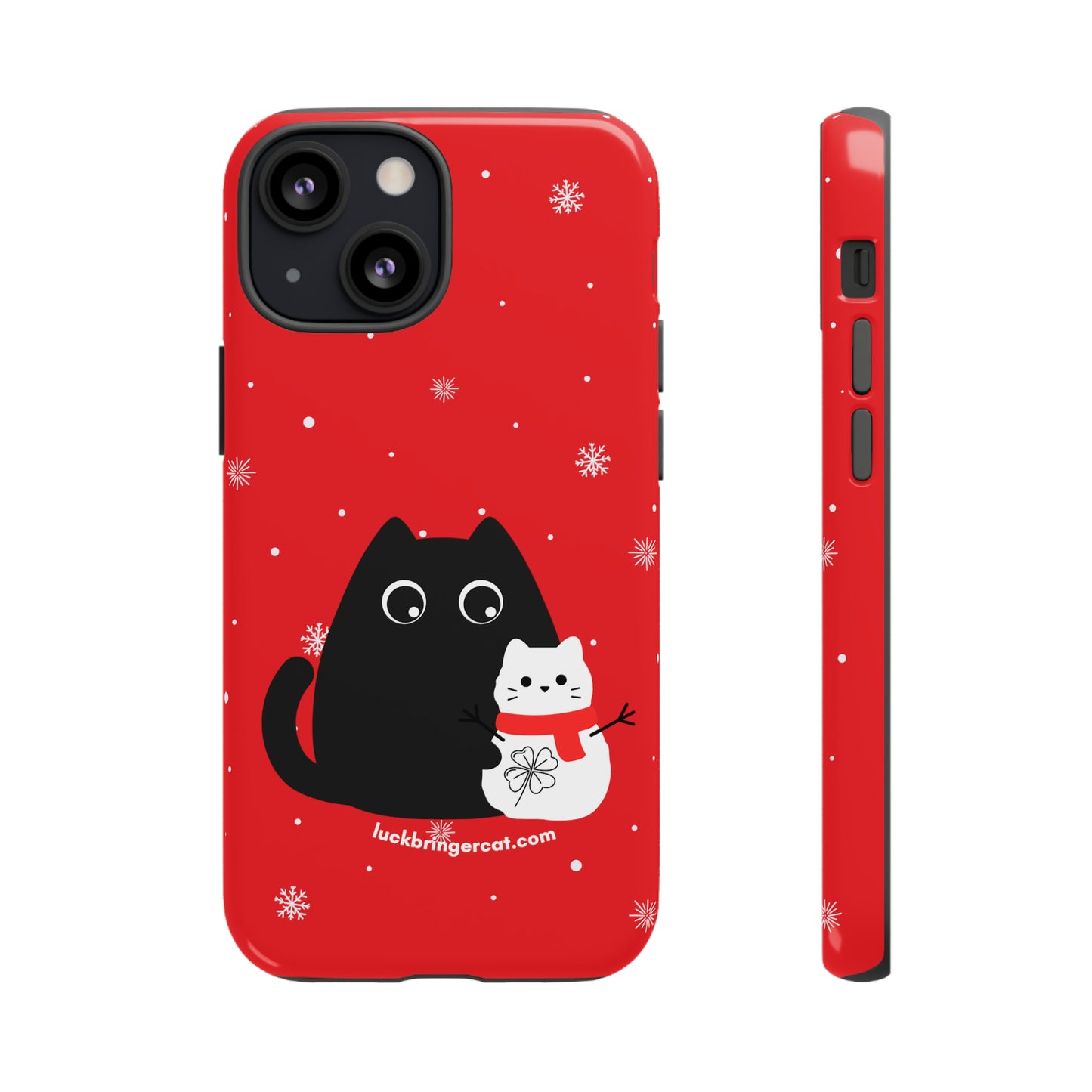 Cat Lovers Christmas Phone Case-iPhone, Samsung Galaxy, Google Pixel- Red and Black Snowman