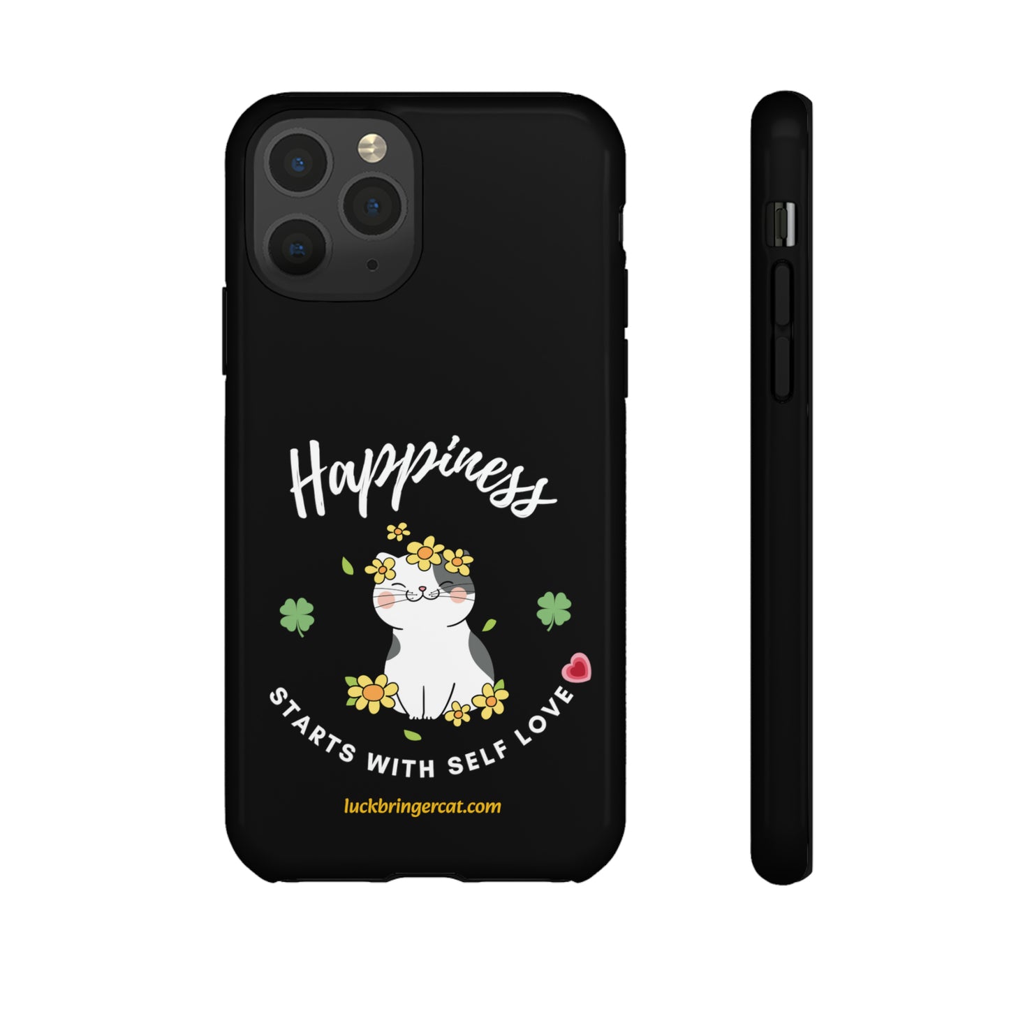 Cat Lovers Phone Case-Black- iPhone, Samsung Galaxy- Happiness - Selflove