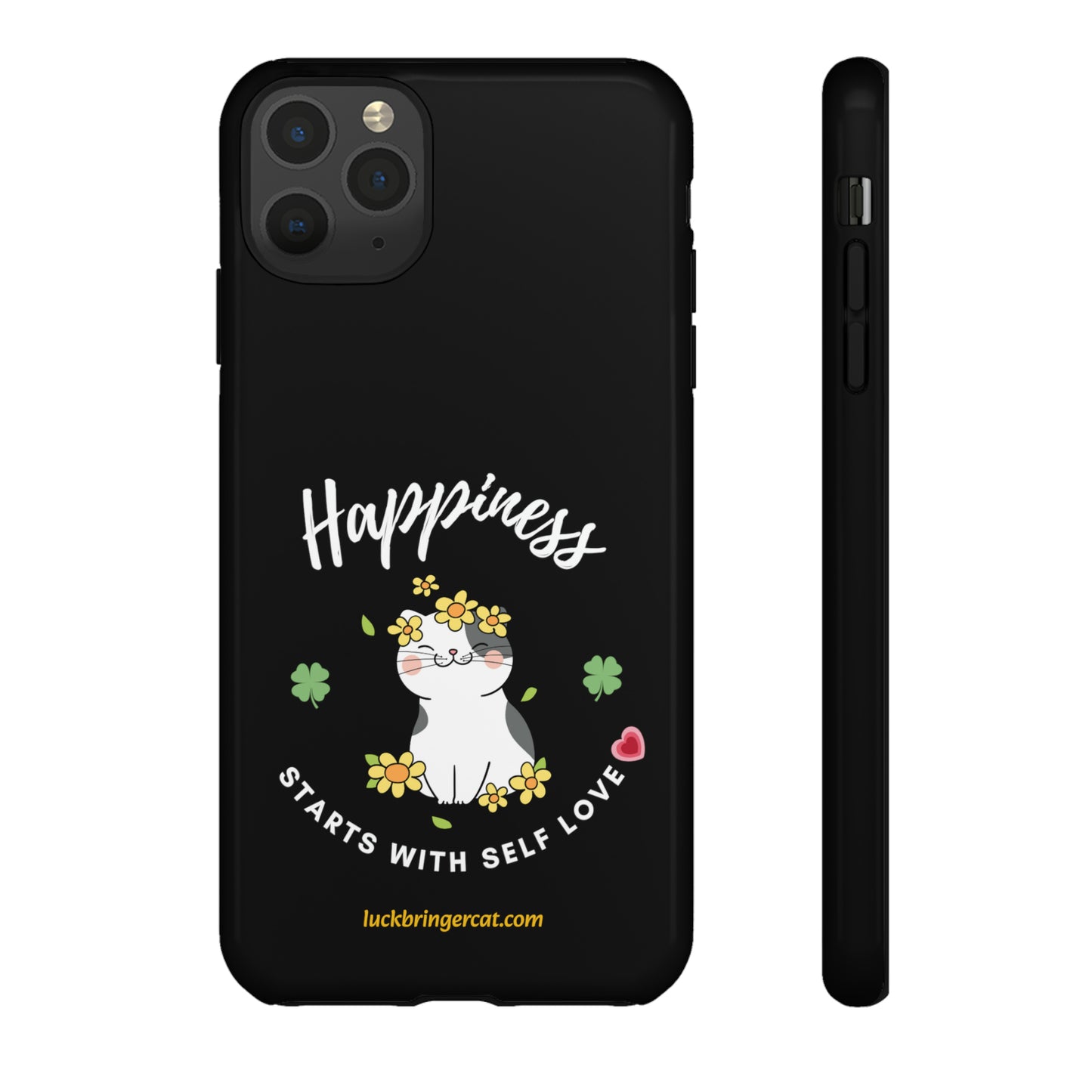 Cat Lovers Phone Case-Black- iPhone, Samsung Galaxy- Happiness - Selflove