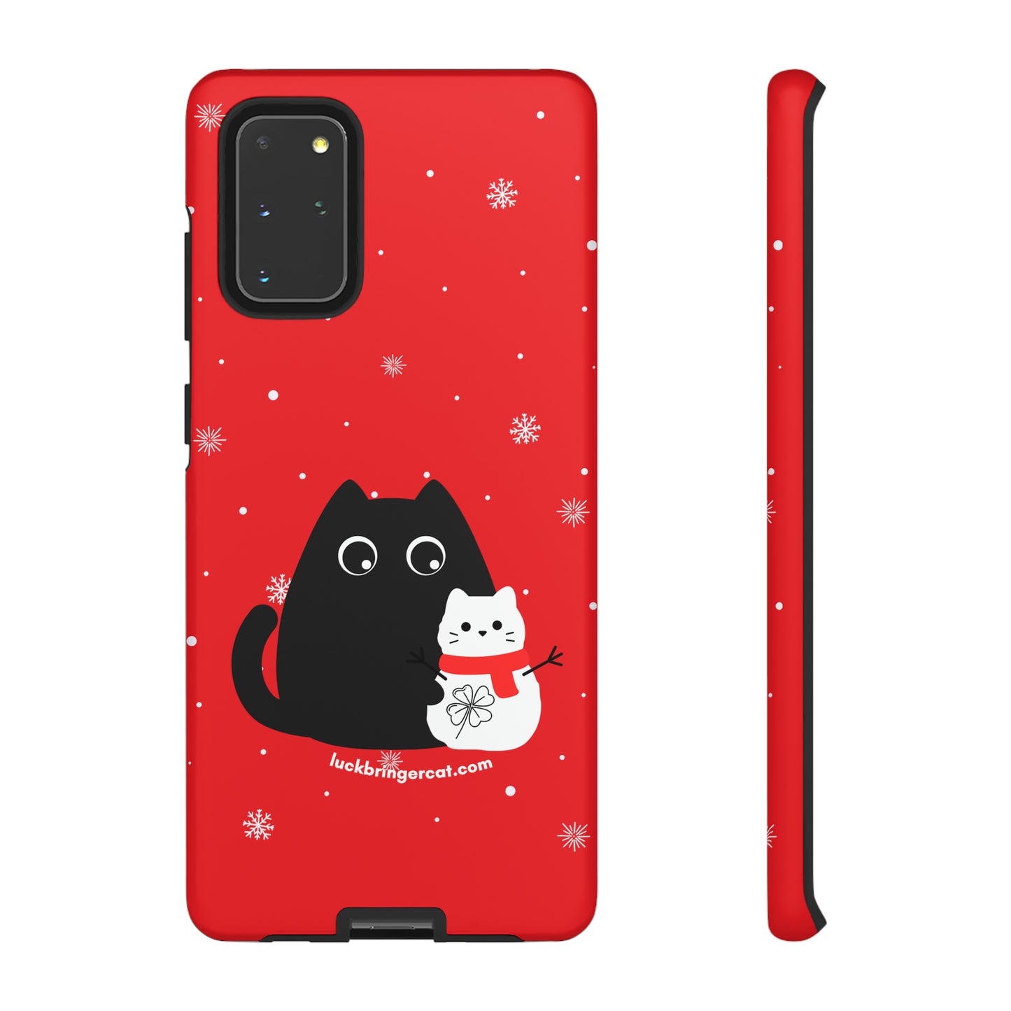 Cat Lovers Christmas Phone Case-iPhone, Samsung Galaxy, Google Pixel- Red and Black Snowman