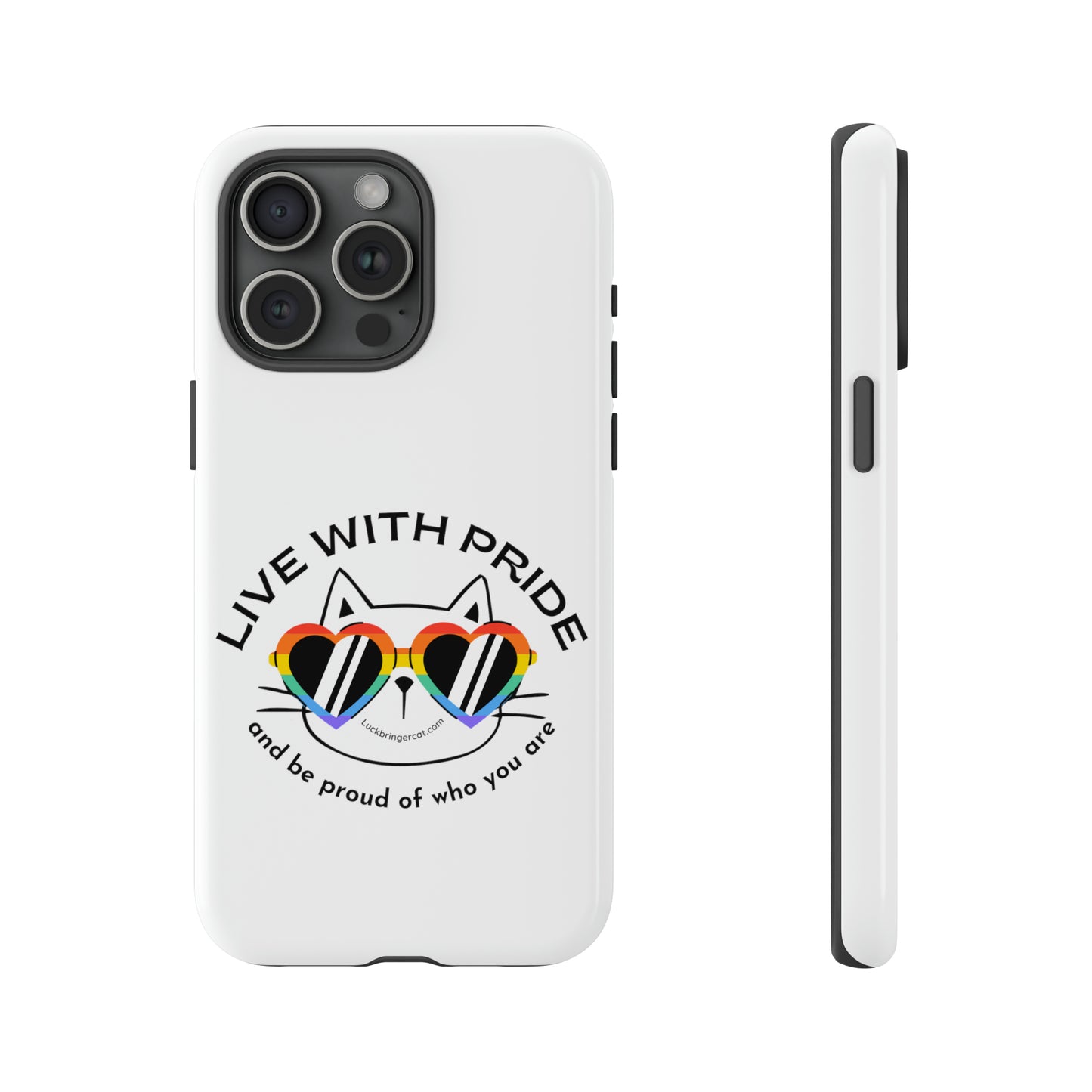 Pride Phone Case-Cat Lovers- iPhone, Samsung Galaxy, Google Pixel-LGBTQ+ Community Support-White