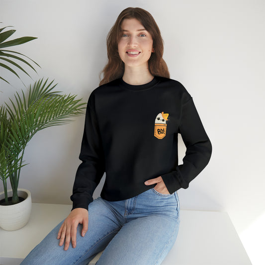 Halloween-Sweatshirt mit Rundhalsausschnitt – Kätzchen in der Tasche