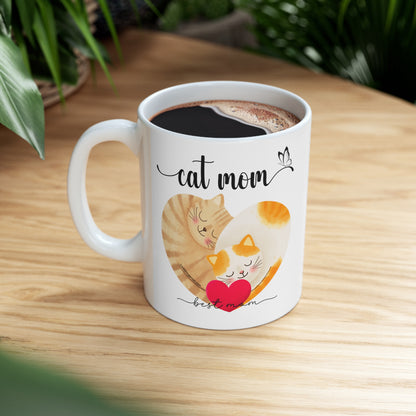 cat mom coffee mug with heart shape cats- cat mom best mom coffee cup-ceramic cat mum mug-gift for cat mom-gift for cat mothers-birthday, valentine and Christmas gift for cat owners-mothers day gift for cat mums-unique gift for cat moms