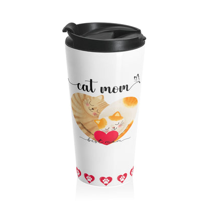 tumbler-insulated travel cup-15oz-cat mom best mom-gift for cat mums, cat mom gift, mothers day gift for cat lovers, valentines gift for cat lover girls-cat mother gift-cat mama gift