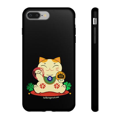 Cat Lovers Tough Phone Case- Lucky Maneki Neko-Black- iPhone, Samsung Galaxy, Google Pixel