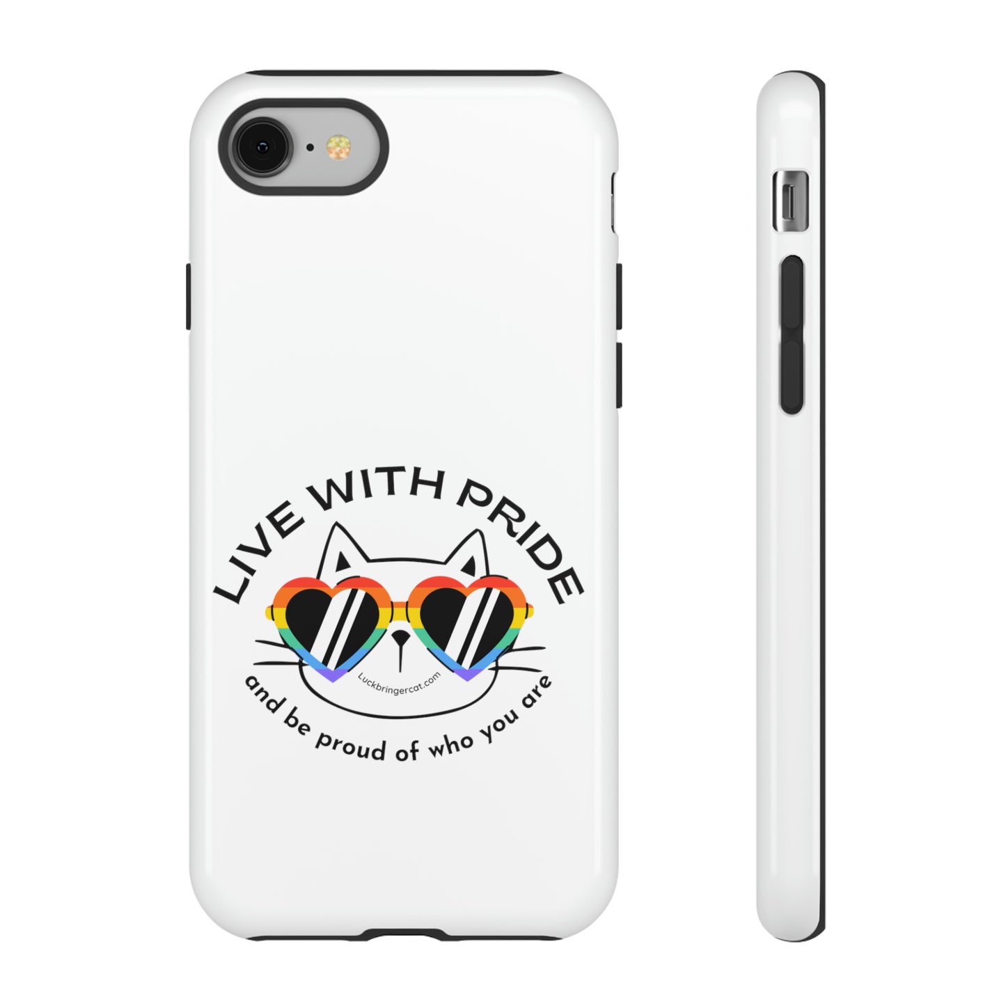 Pride Phone Case-Cat Lovers- iPhone, Samsung Galaxy, Google Pixel-LGBTQ+ Community Support-White