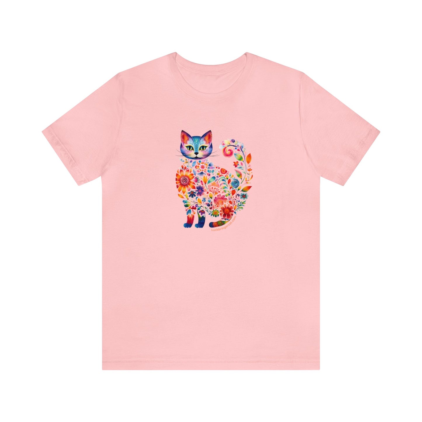 Cat Mom Shirt with colorful Floral Cat - Unique Gift for Cats and Kitten lovers - Pink