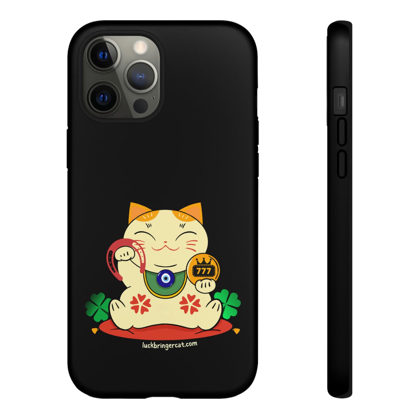 Cat Lovers Tough Phone Case- Lucky Maneki Neko-Black- iPhone, Samsung Galaxy, Google Pixel