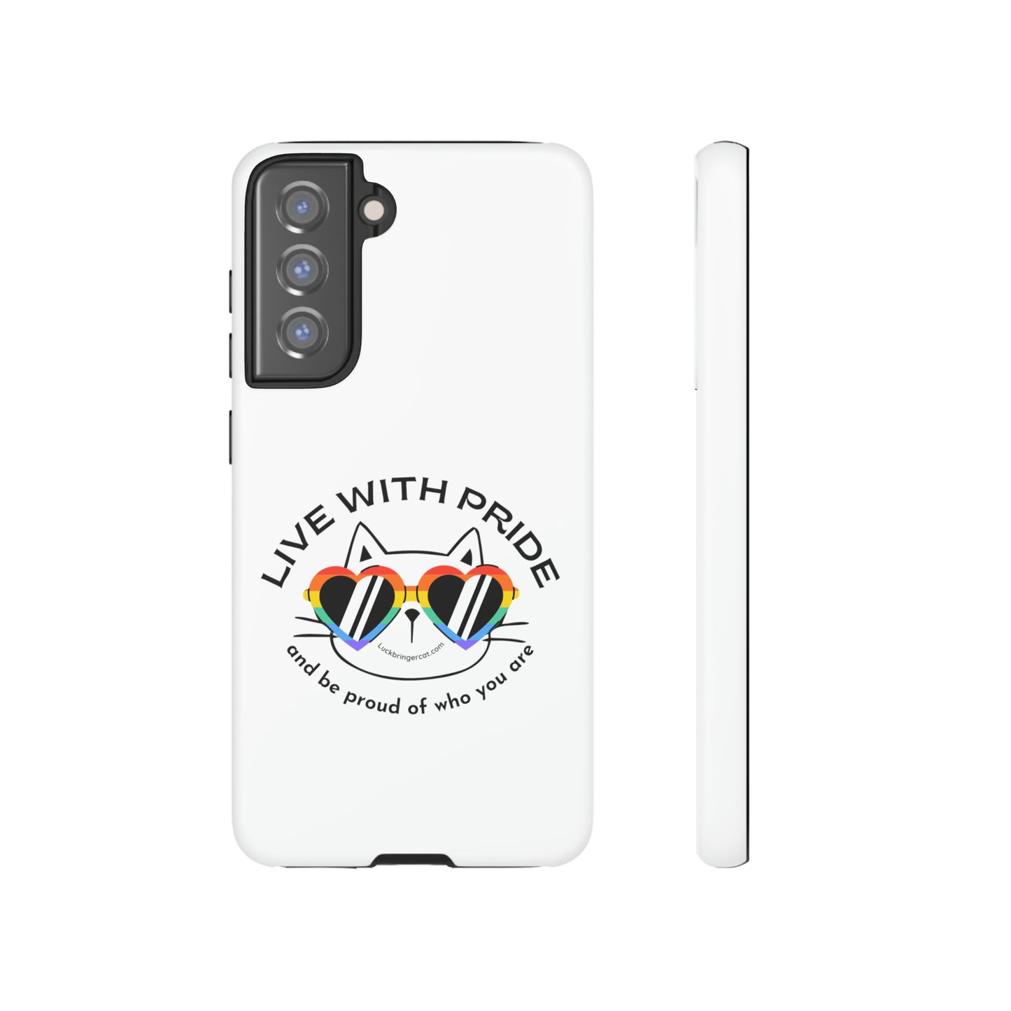 Pride Phone Case-Cat Lovers- iPhone, Samsung Galaxy, Google Pixel-LGBTQ+ Community Support-White