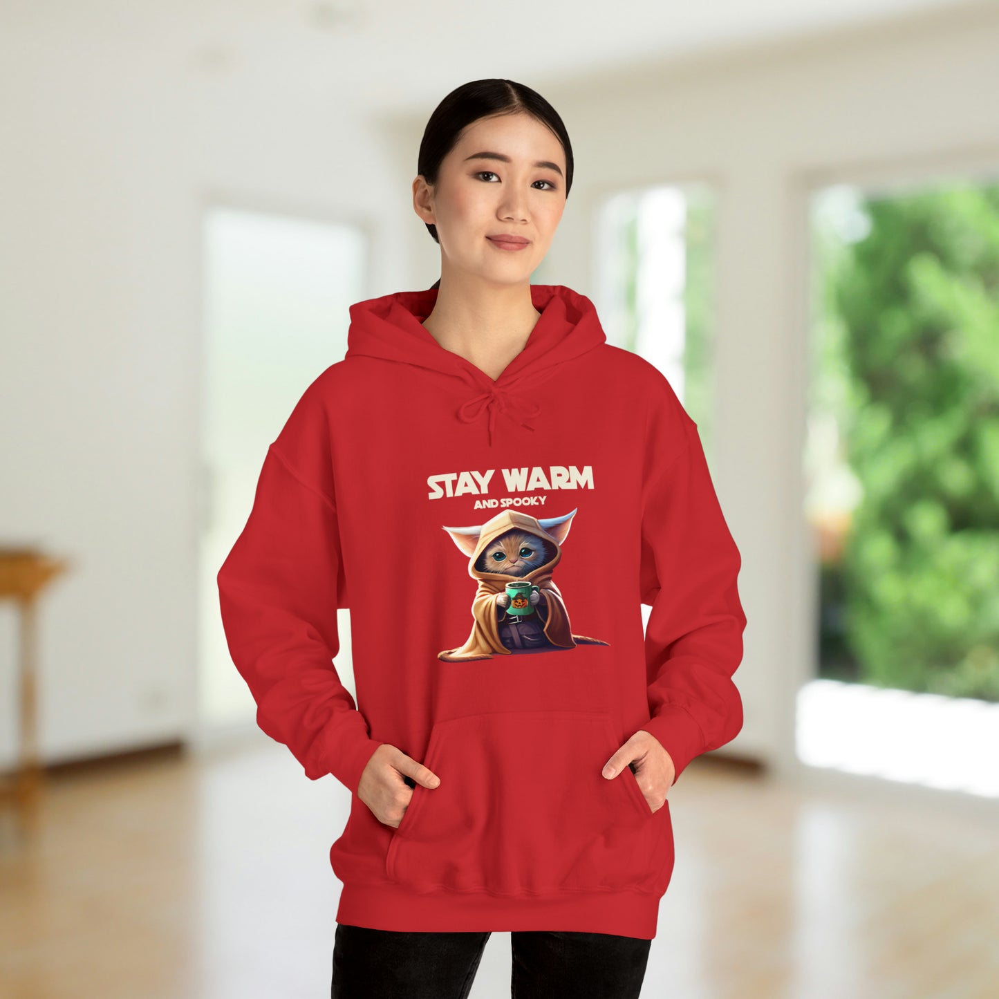 Cat Lovers Hooded Sweatshirt - Starwars Stay Warm and Spooky Hoodie