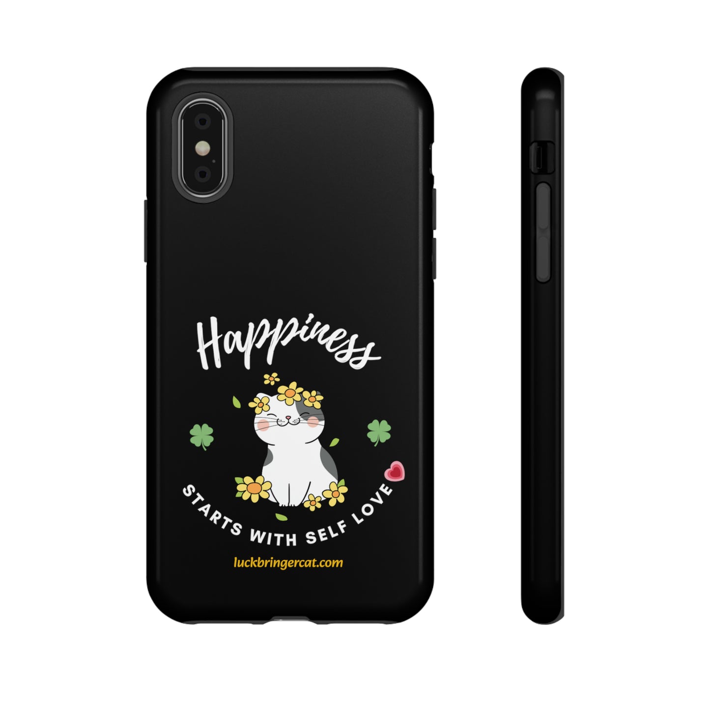 Cat Lovers Phone Case-Black- iPhone, Samsung Galaxy- Happiness - Selflove