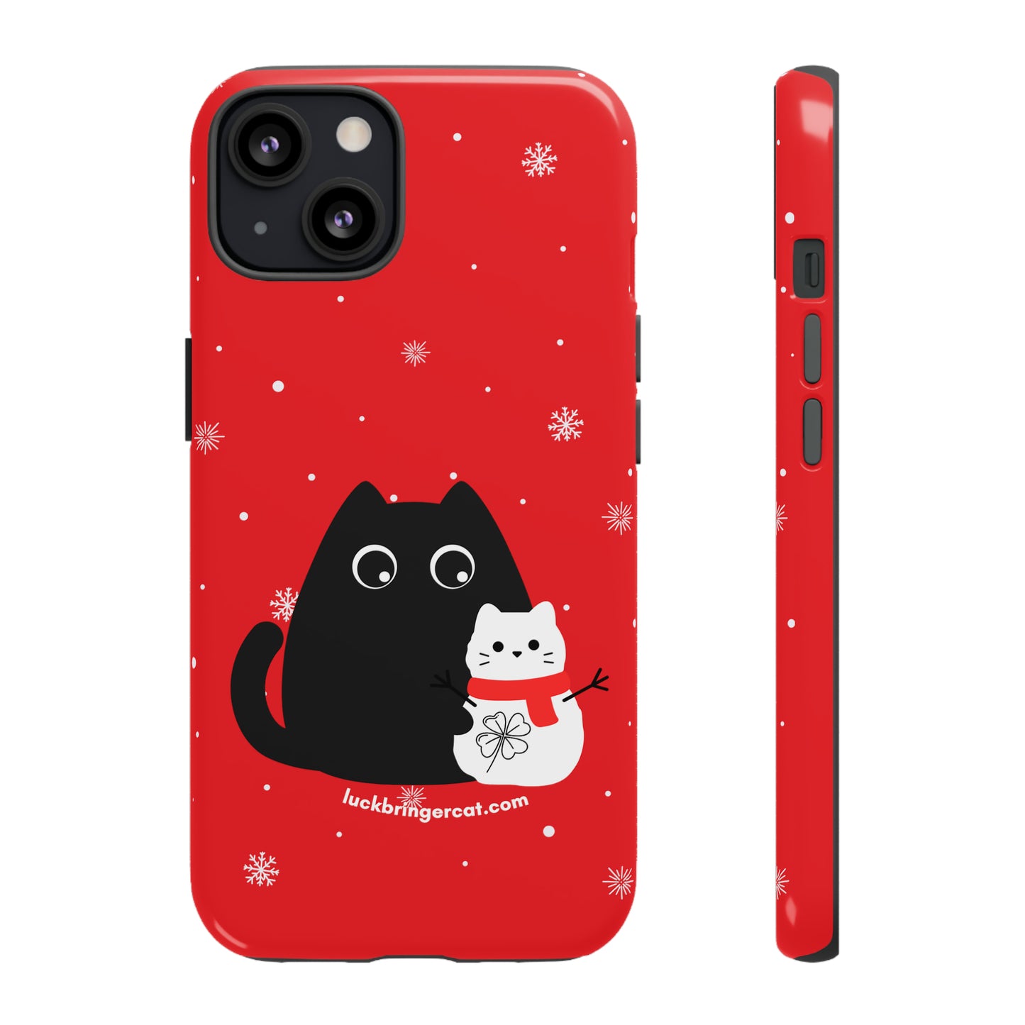 Cat Lovers Christmas Phone Case-iPhone, Samsung Galaxy, Google Pixel- Red and Black Snowman