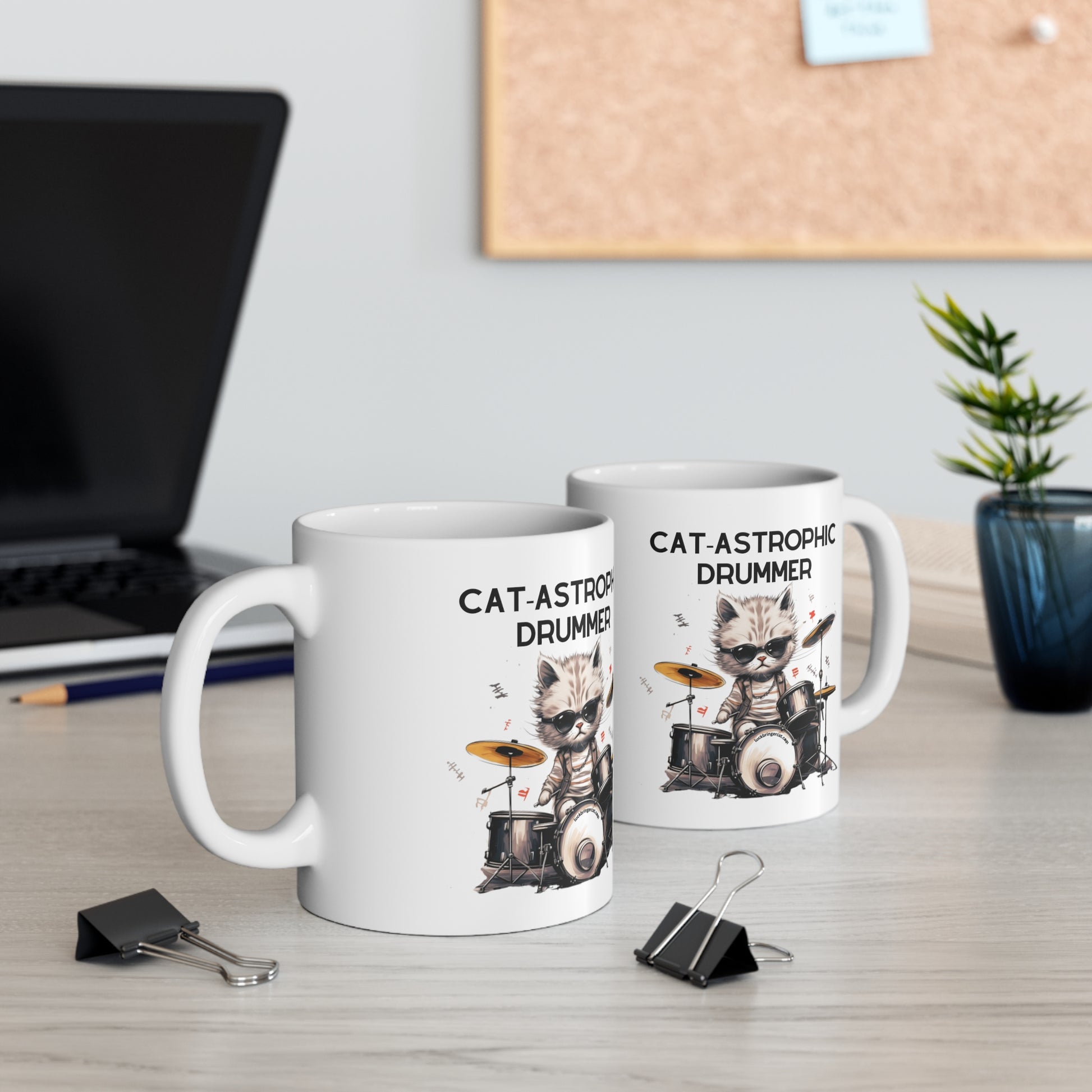 Funny Coffee Mug for Cat Lover Drummers