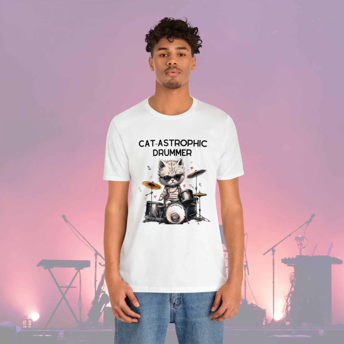 Unisex Cotton T-shirt - Catastrophic Drummers Shirt for Cat Lovers