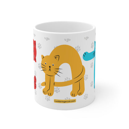 Cat Lovers Coffee Mug with Cute Colorful Cats