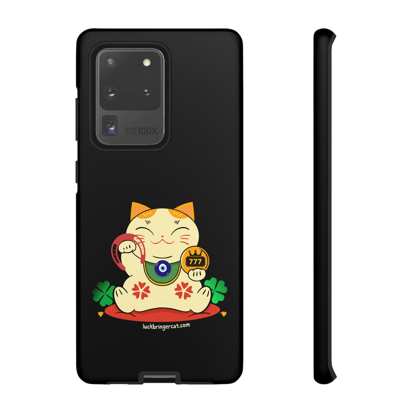 Cat Lovers Tough Phone Case- Lucky Maneki Neko-Black- iPhone, Samsung Galaxy, Google Pixel