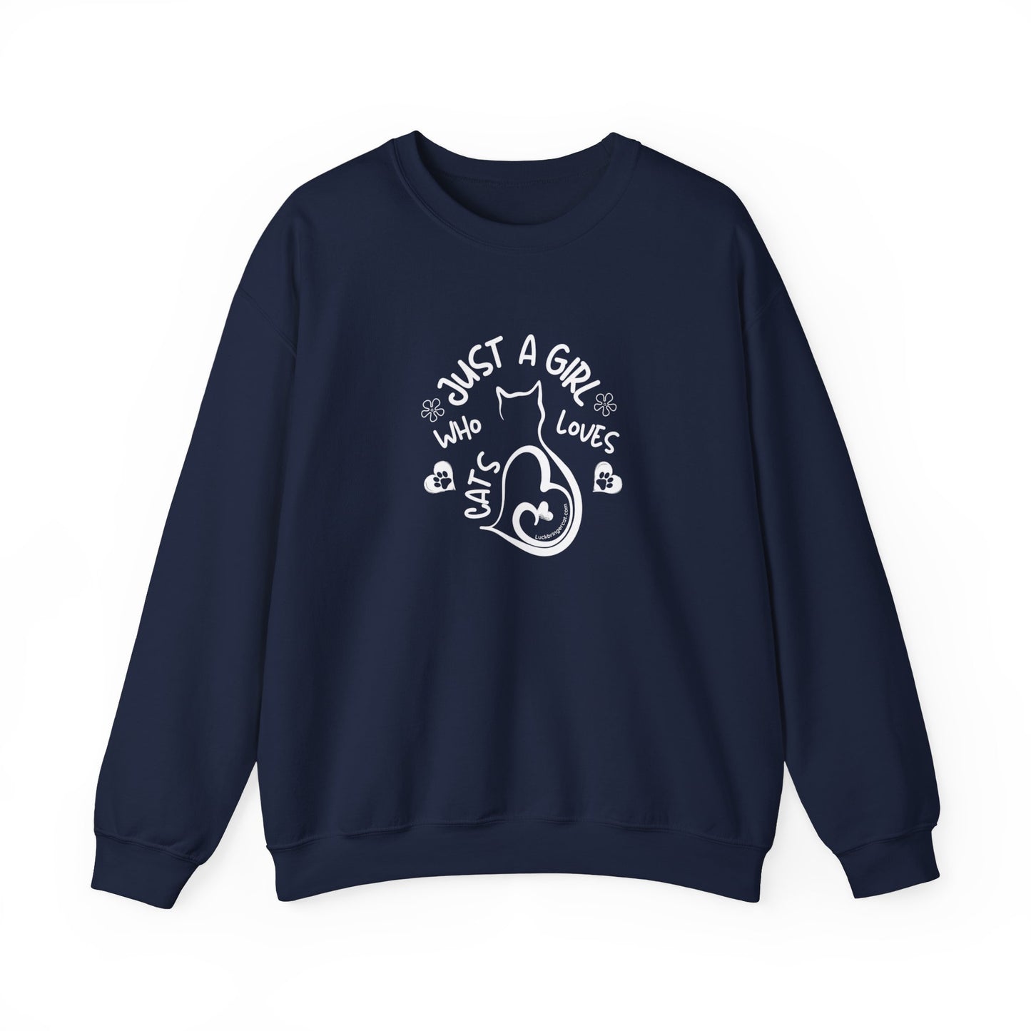 Cat Lover Girls Sweatshirt - Just a Girl Who Loves Cats - Crewneck Sweater