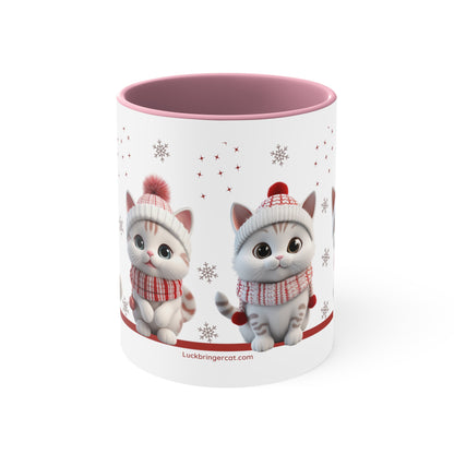 Christmassy Coffee Mug for Cat Lovers with Cute 3D Kittens