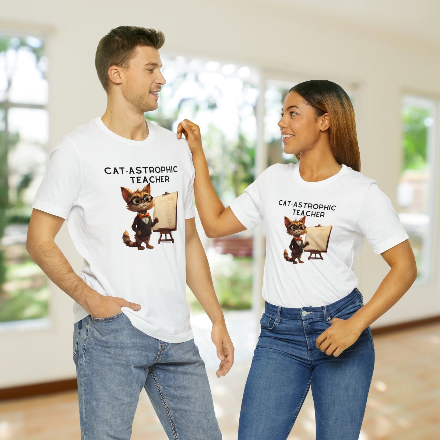 Teachers' Funny Shirt - Unisex Cotton T-Shirt for Cat Lover Teachers - Catastrophic Teacher