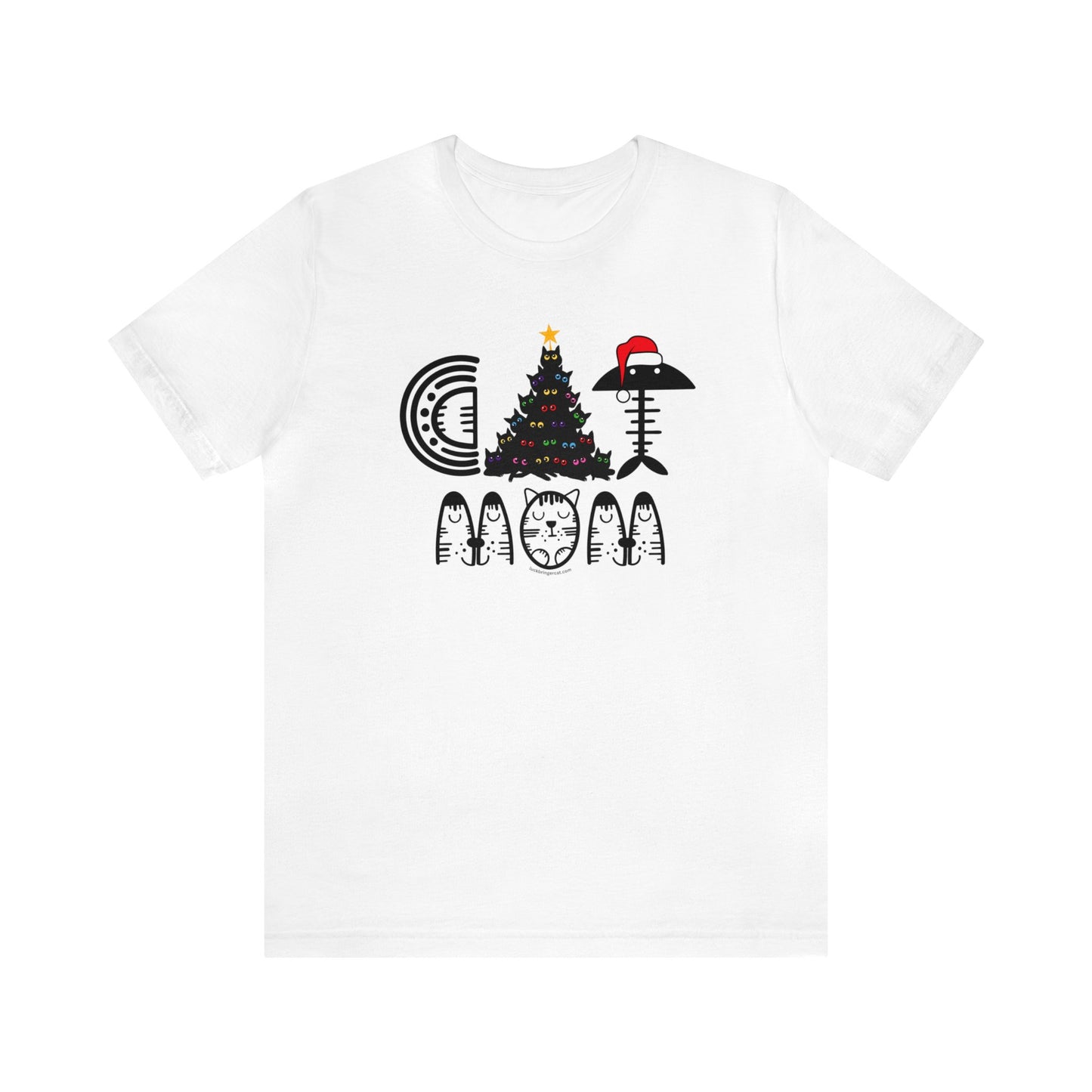 Cat Mom Christmas T-shirt With Black Cats Christmas Tree