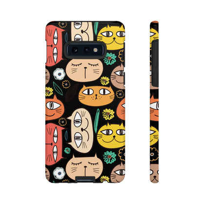 Premium-quality tough protective phone cases for iPhone, Samsung and Google - Black With Cute Colorful Cartoon Cats