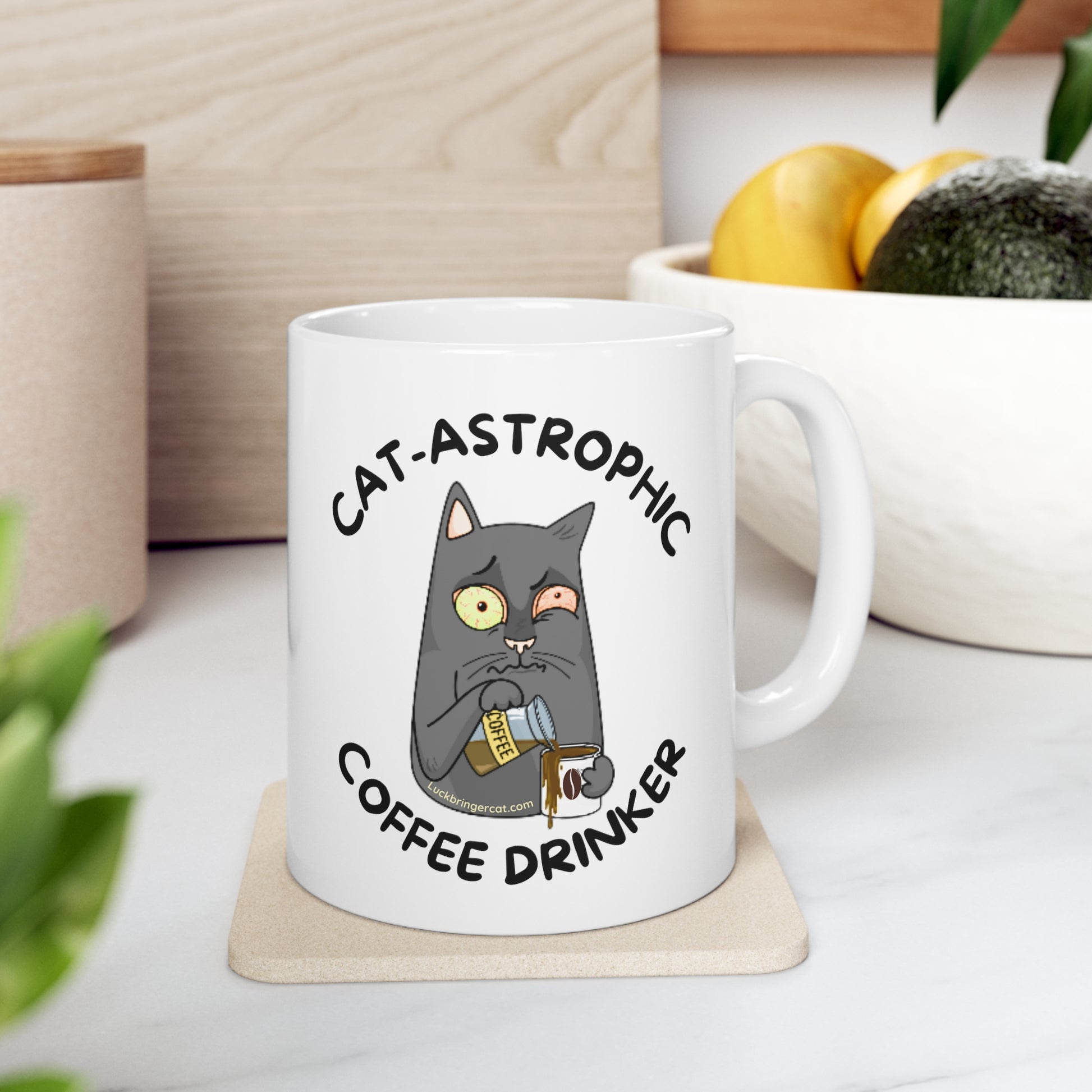 funny coffee mug for cat and coffee lovers- great gift for coffee addicts cat moms cat dads cat owners vets - catastrophic coffee drinker cup