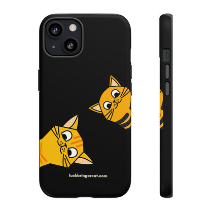 Cat Lovers Phone Case With Funny Orange Cats- iPhone, Samsung Galaxy and Google Pixel-Black