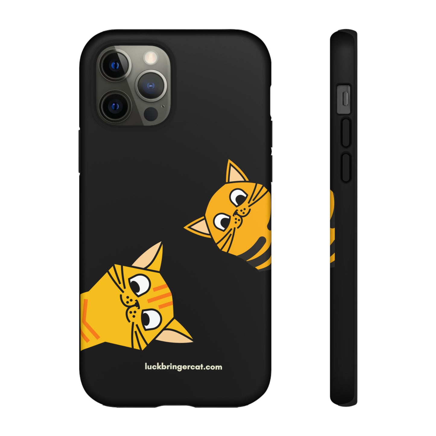 Cat Lovers Phone Case With Funny Orange Cats- iPhone, Samsung Galaxy and Google Pixel-Black